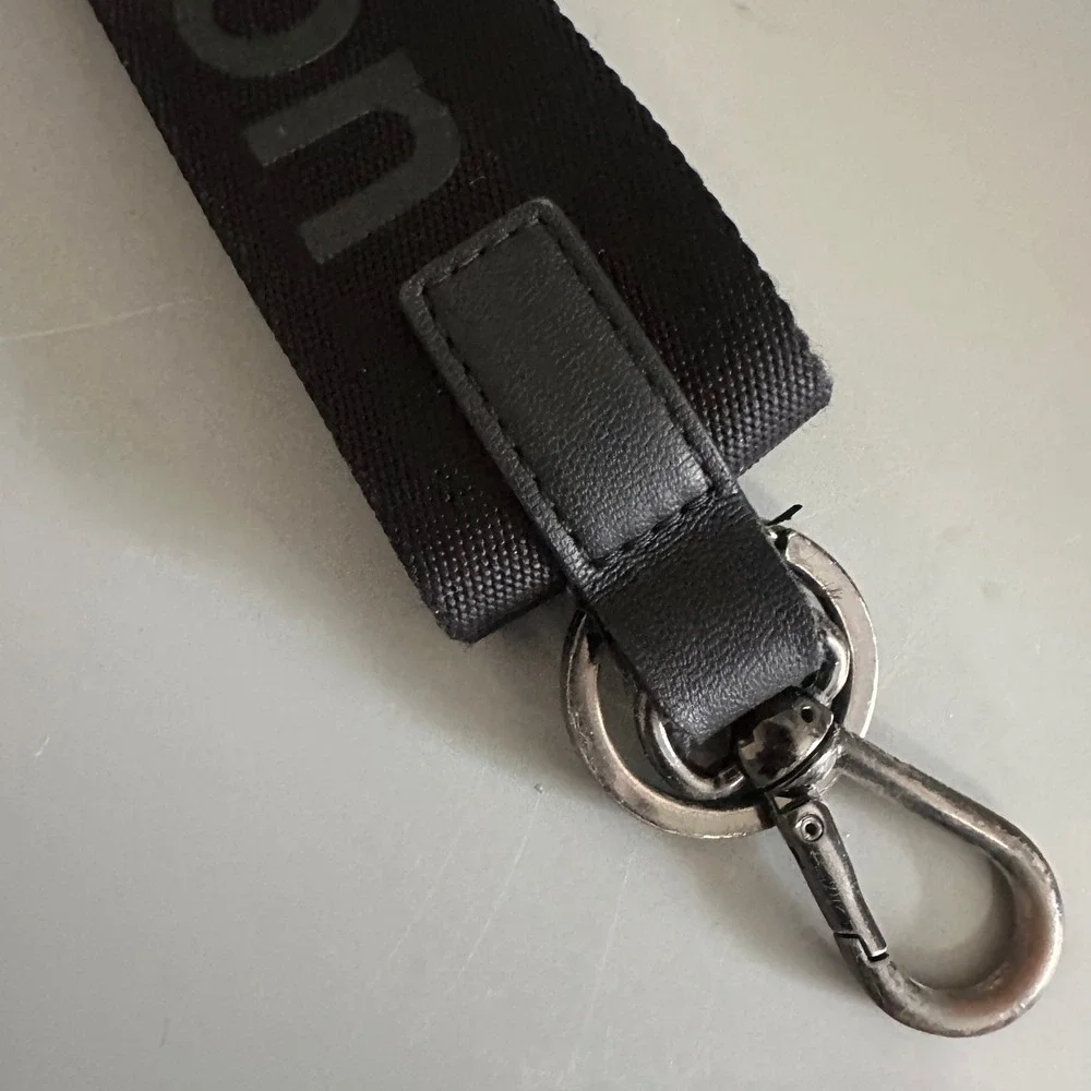 Lululemon Never Lost Keychain Wristlet Black Webbing Logo Lanyard Strap